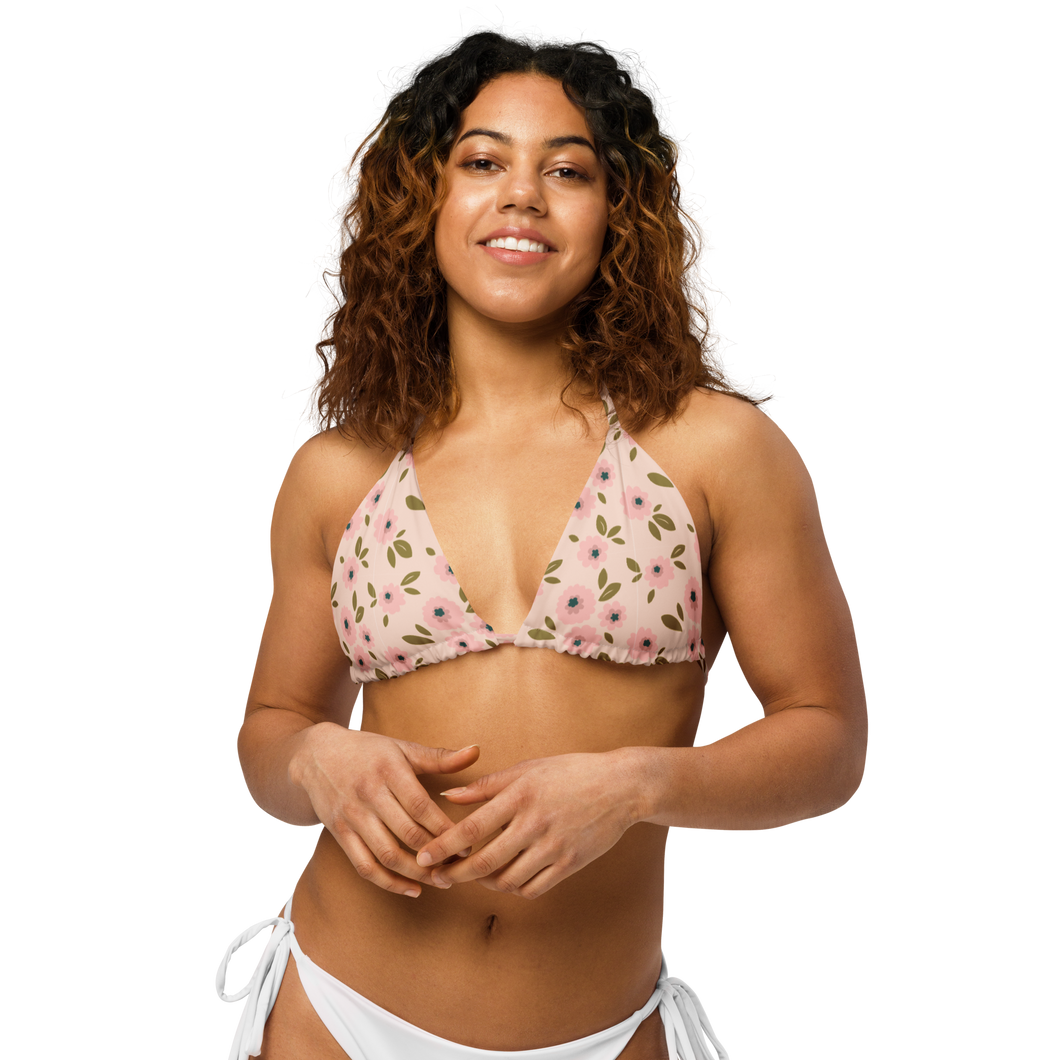 All-over print recycled string bikini top